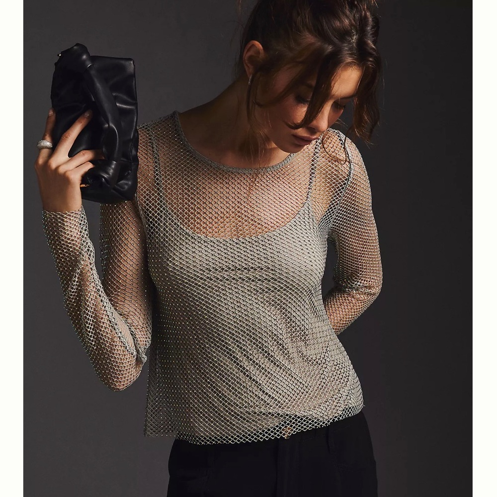 Sunday in Brooklyn Mesh Sparkle Top Small NWT